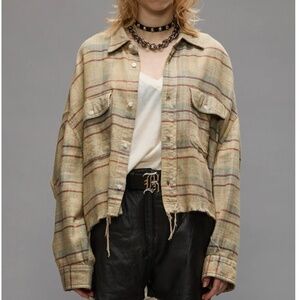 R13 Beige Plaid Button Down Shirt